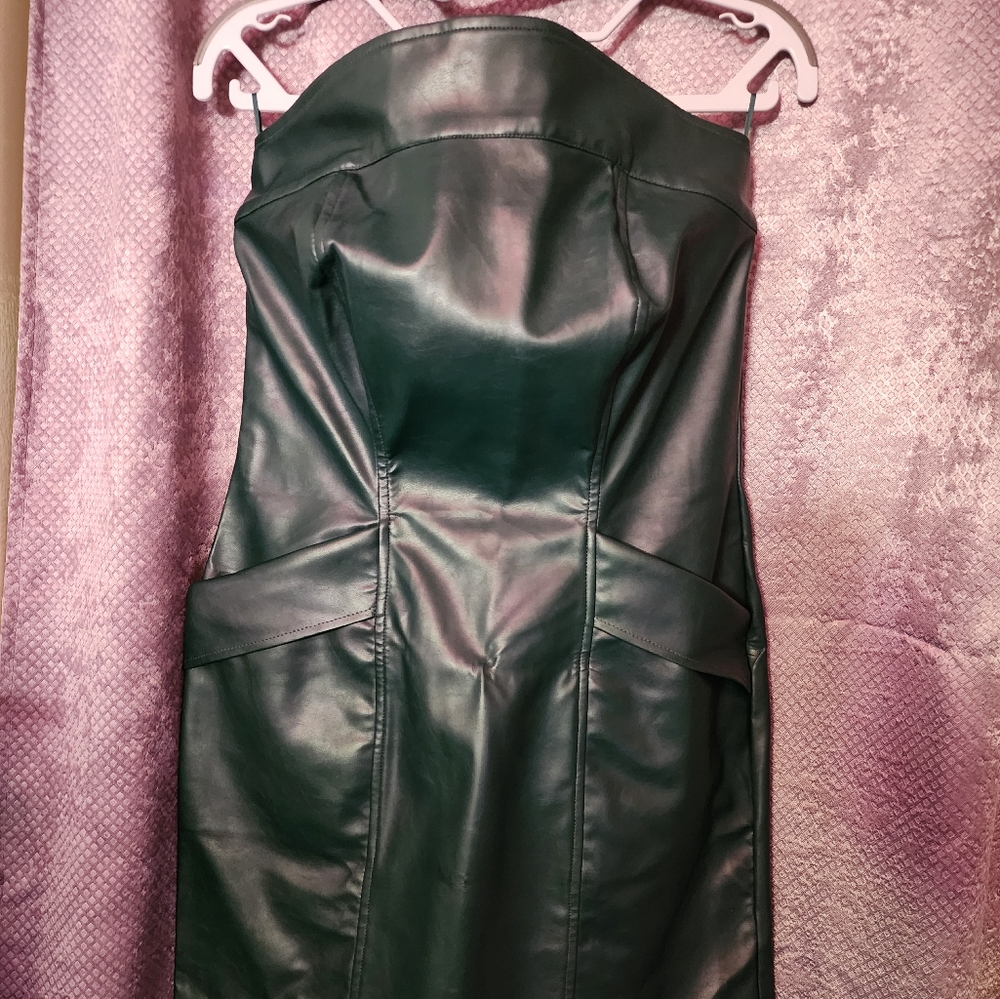 Kendall + Kylie Green Vegan Leather Dress